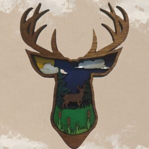 White tail deer wildlife nature 3d layered art. Lodge or cabin decor. Gift for nature lover, hunting outdoors man or housewarming gift