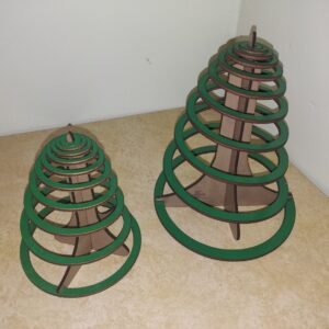 Laser Cut Wooden Christmas Tree Decoration – Collapsible & Reusable Holiday Tabletop Ornament – Modern Minimalist Green & Wood Design