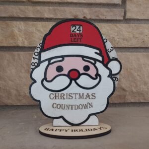 Wooden Santa Christmas Countdown | Days Until Christmas Calendar | Holiday Deco