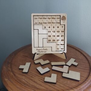 Custom wooden daily calendar puzzle laser engraved handcrafted brain teaser. Unique office decor gift puzzle lovers. Personalized calendar