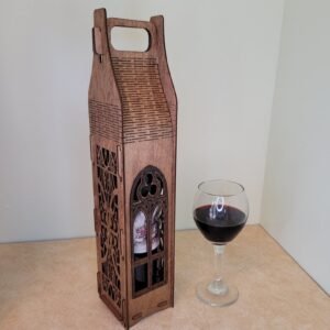 Laser Cut Birch Wine Bottle Box, Collapsible Wine Tote