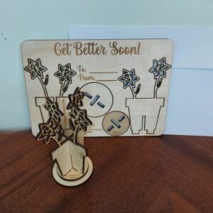 Flower Pop Up Card, Get Well Gift, Wood Paintable 3D Model