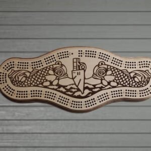Dolphins Insignia Cribbage Board / Submariner Gift / Navy Dolphin Cribbage Board / Military Veteran Game
