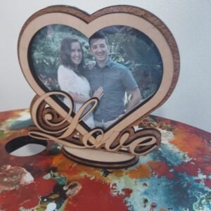 Valentines love heart photo frame gift.  Heart picture holder, wedding gift, romantic, wood love picture frame, wedding decor, laser cut.